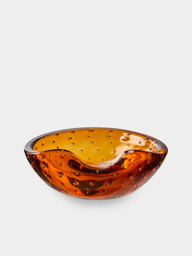 Antique and Vintage - Mid-Century Czech Glass Ashtray - Orange - ABASK - 