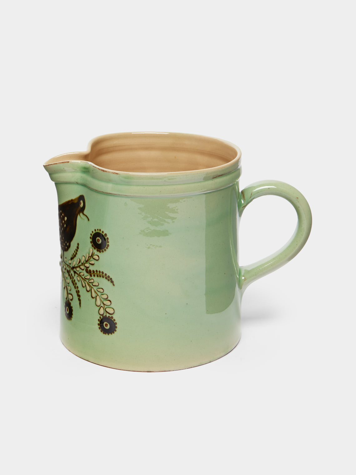 Poterie d’Évires - Birds Hand-Painted Ceramic Straight-Edge Jug -  - ABASK