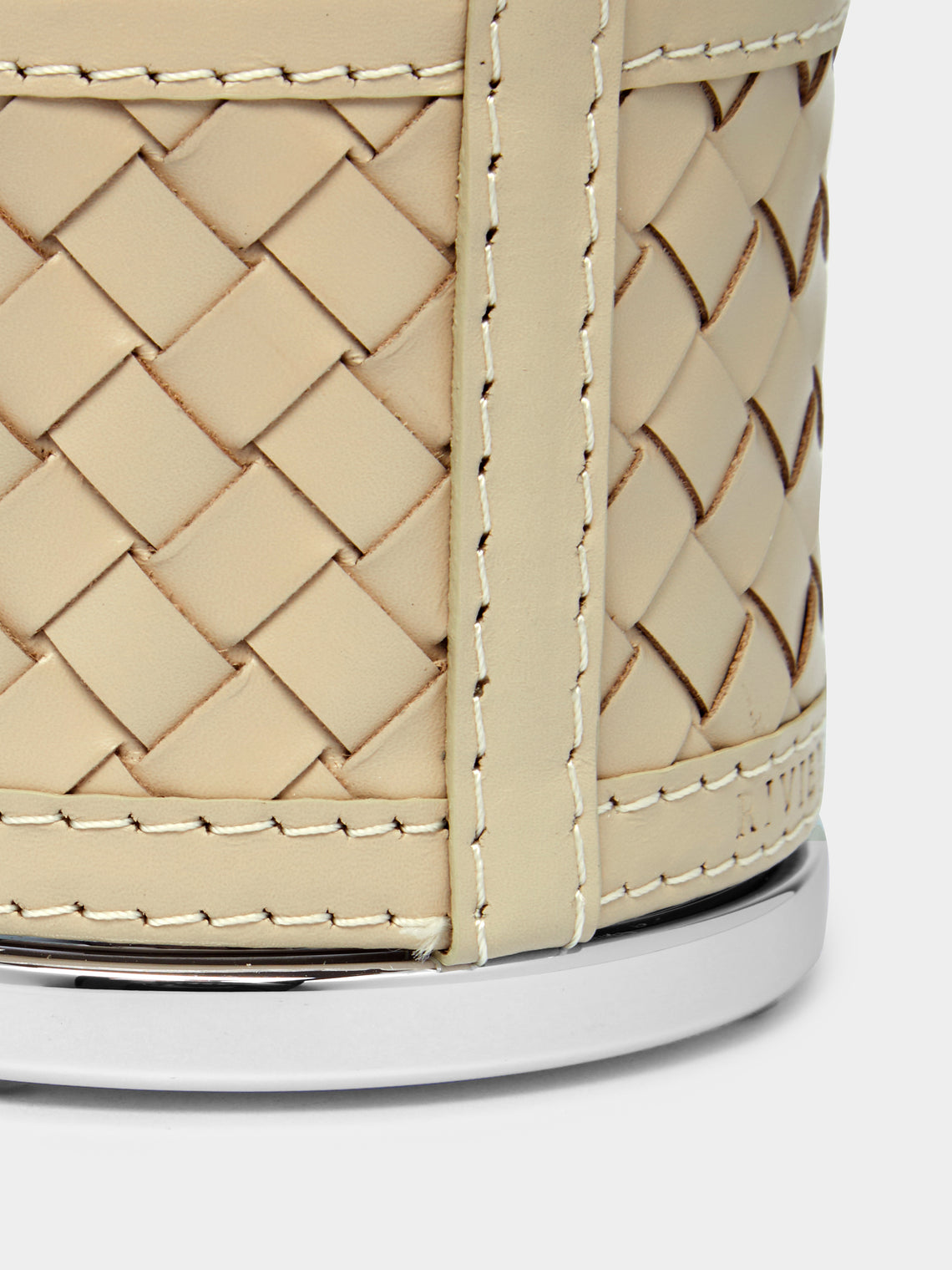 Riviere - Woven Leather Lidded Box - Cream - ABASK