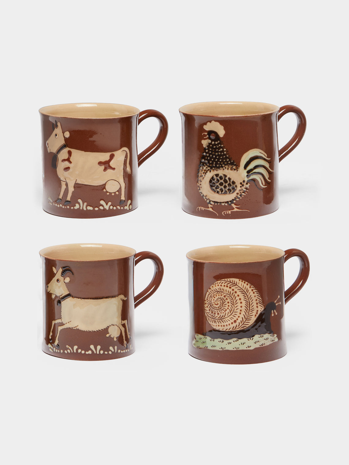 Poterie d’Évires - Animals Hand-Painted Ceramic Mugs (Set of 4) -  - ABASK - 