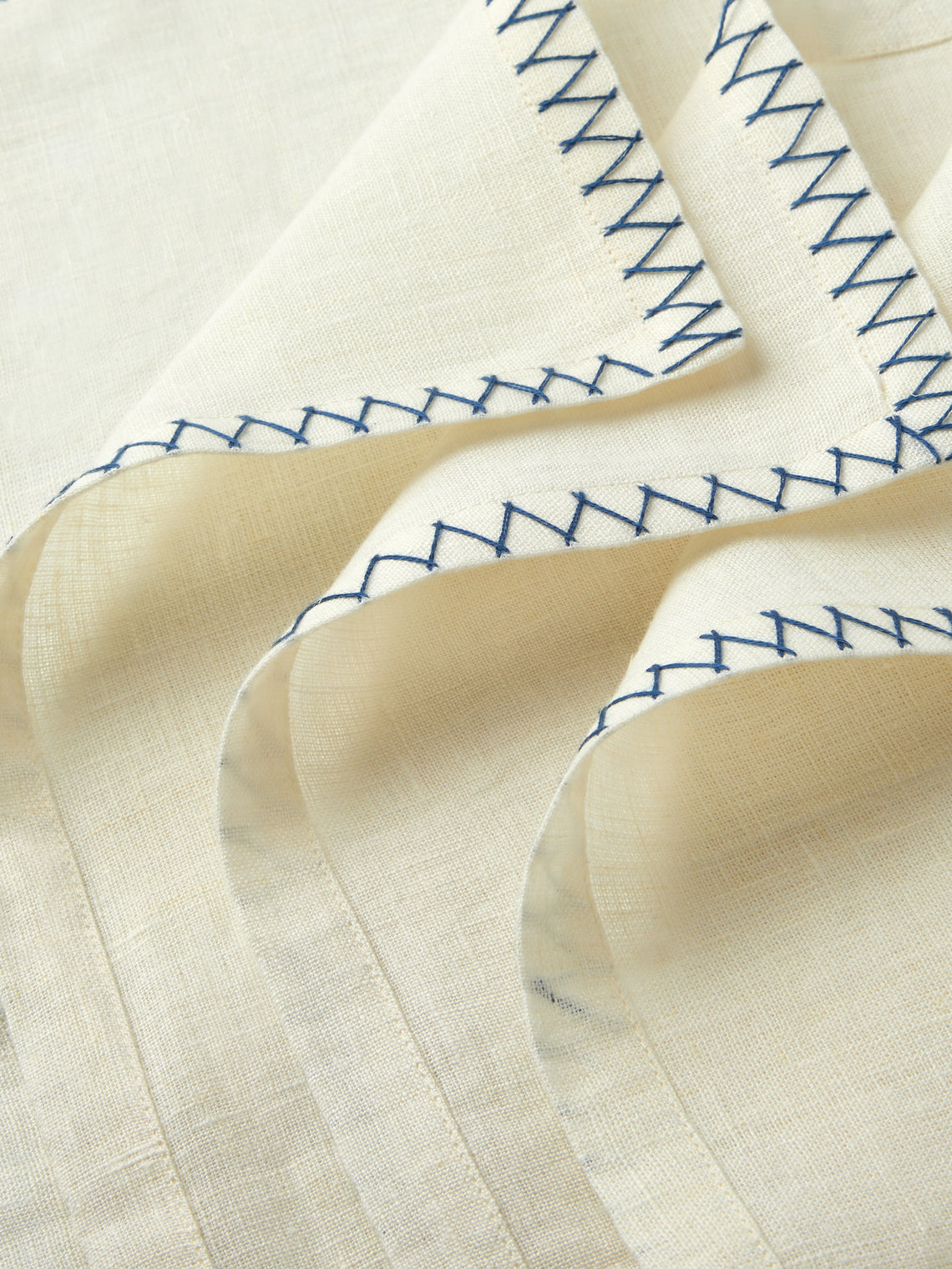 Anut Cairo - Zigzag Hand-Embroidered Linen Napkins (Set of 4) -  - ABASK