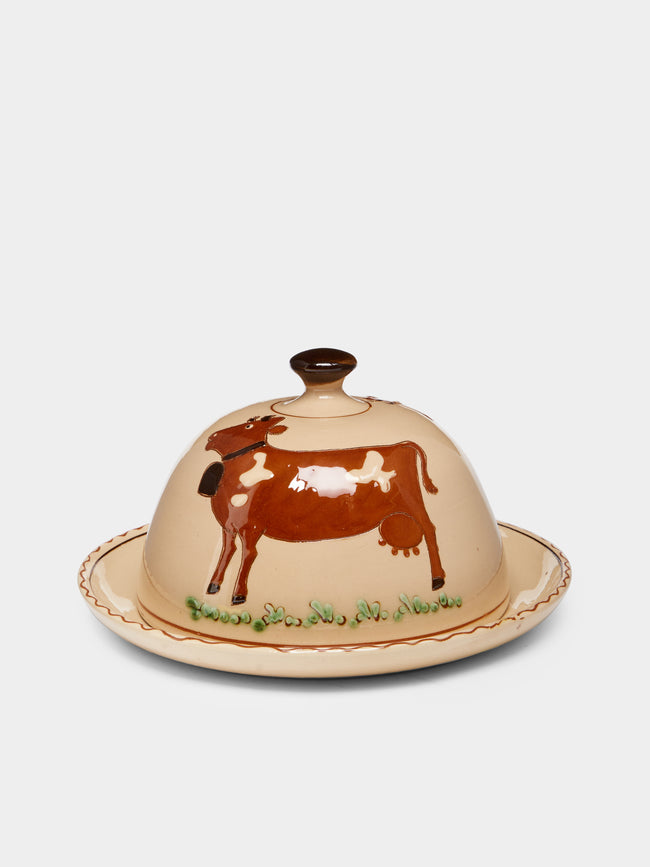 Poterie d’Évires - Cows Hand-Painted Ceramic Large Butter Dish -  - ABASK - 