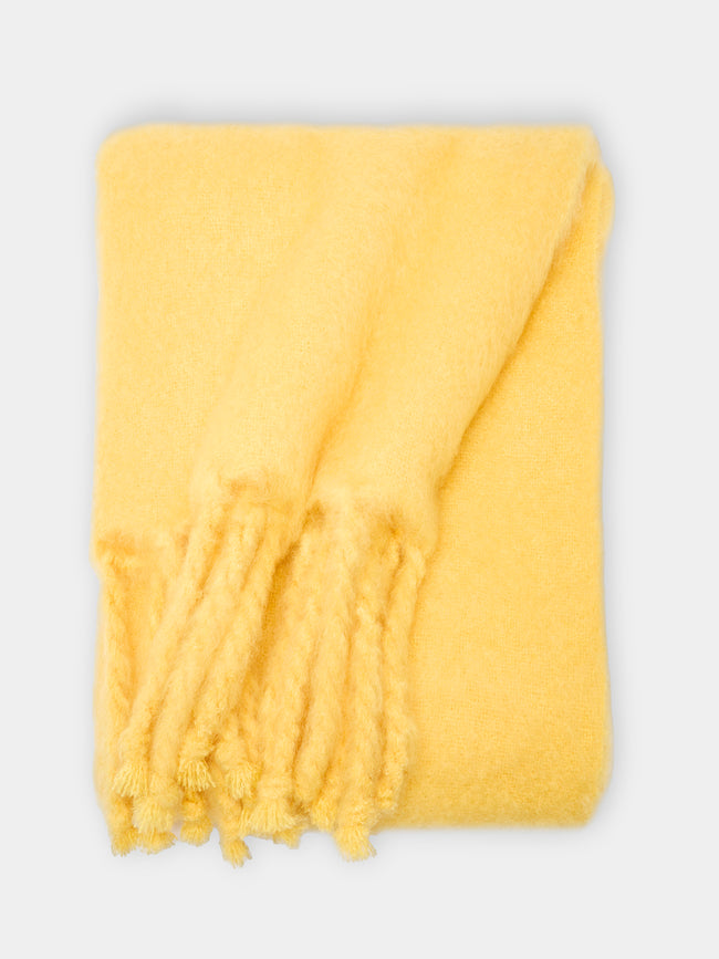 Lena Rewell - Handwoven Solid Mohair Blanket (71in/1.8m) - Yellow - ABASK - 