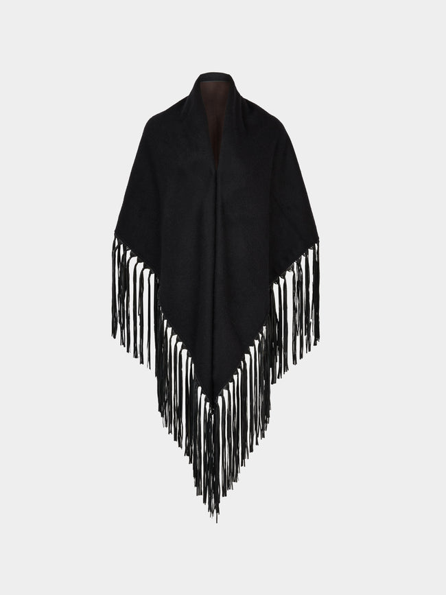 Alonpi - Double-Faced Cashmere Long Shawl with Leather Fringing | One Size -  - ABASK - 