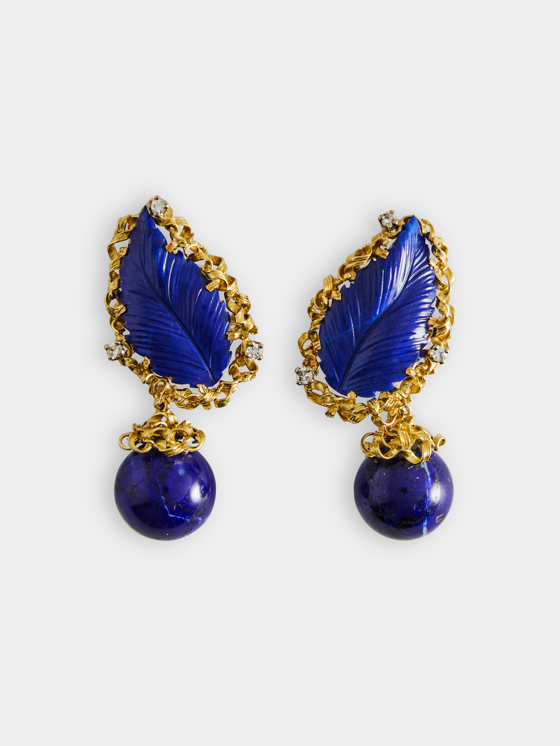 Mahnaz - 1975 Day/Night 18-Karat Gold, Diamond and Lapis Lazuli Earrings -  - ABASK - 