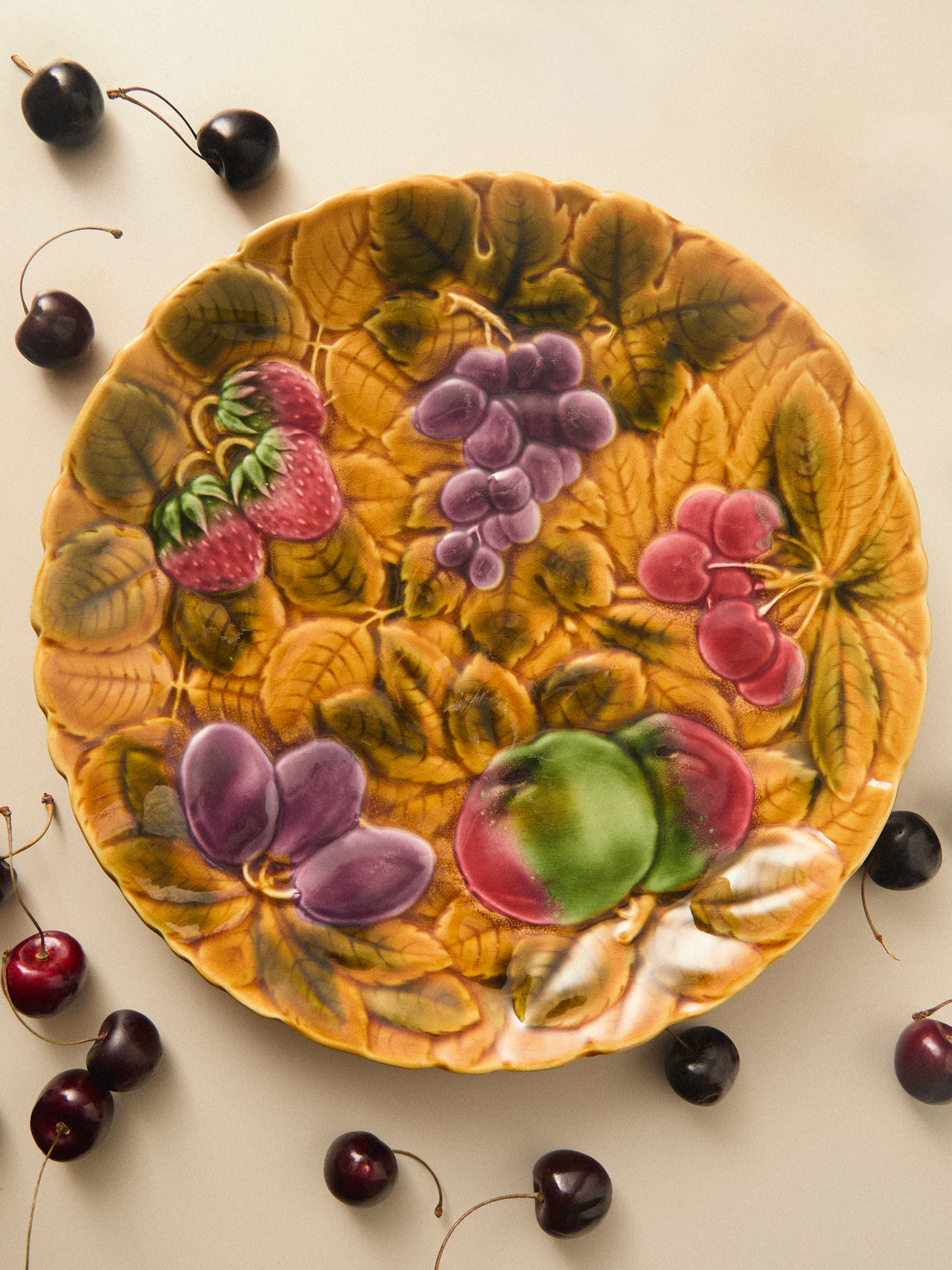 Antique and Vintage - 1950s French Majolica Fruit Platter -  - ABASK