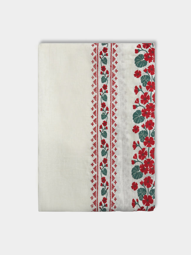 Esencial Hogar - Geranio Embroidered Linen Rectangular Tablecloth -  - ABASK - 