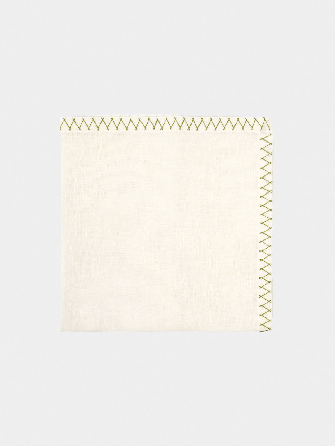 Anūt Cairo - Zigzag Hand-Embroidered Linen Napkins (Set of 4) -  - ABASK - 