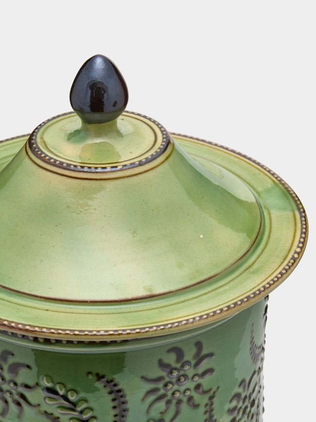 Poterie d’Évires - Flowers Hand-Painted Ceramic Medium Lidded Pot -  - ABASK