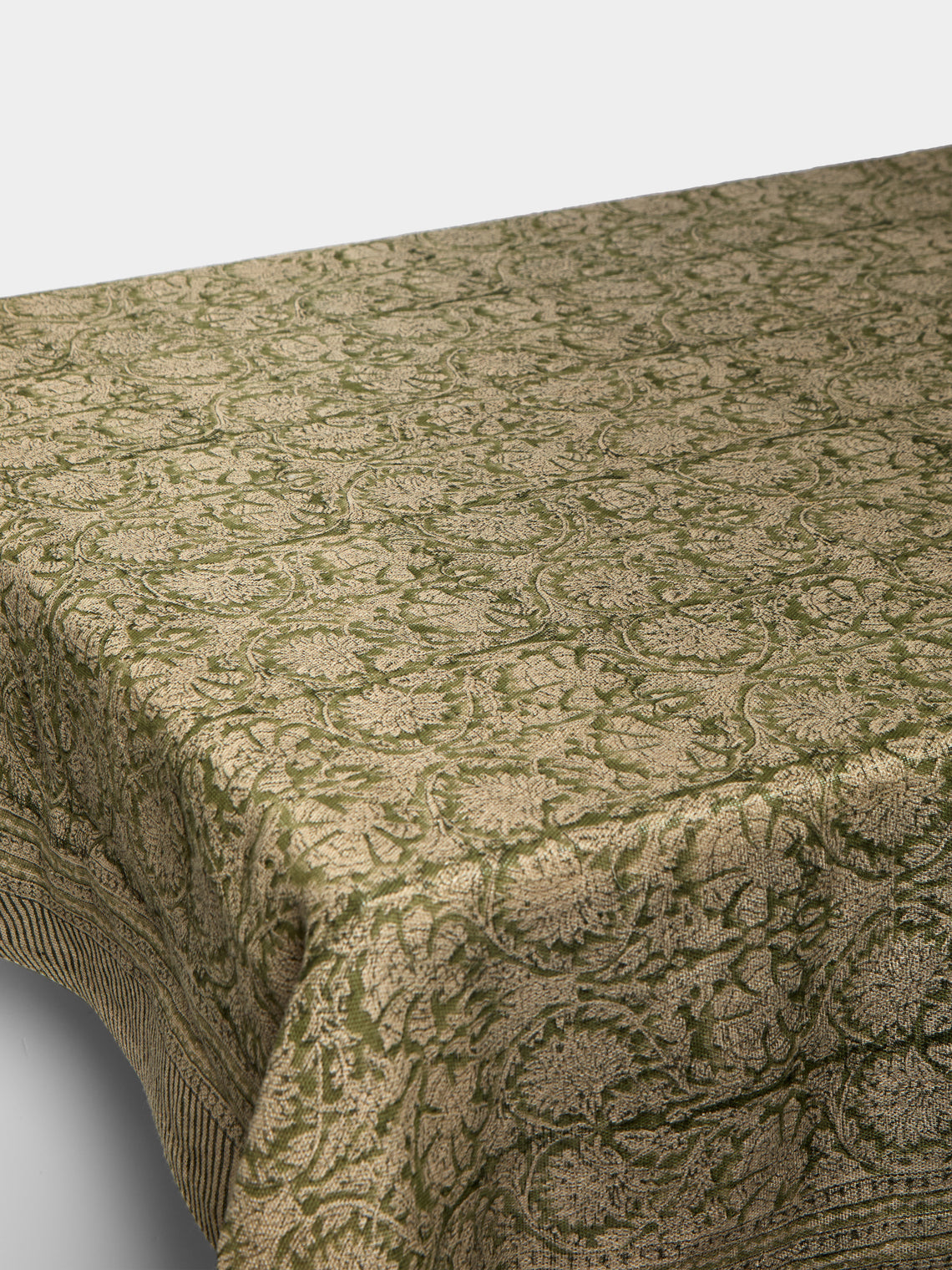 Chamois - Paradise Block-Printed Linen Small Rectangular Tablecloth -  - ABASK