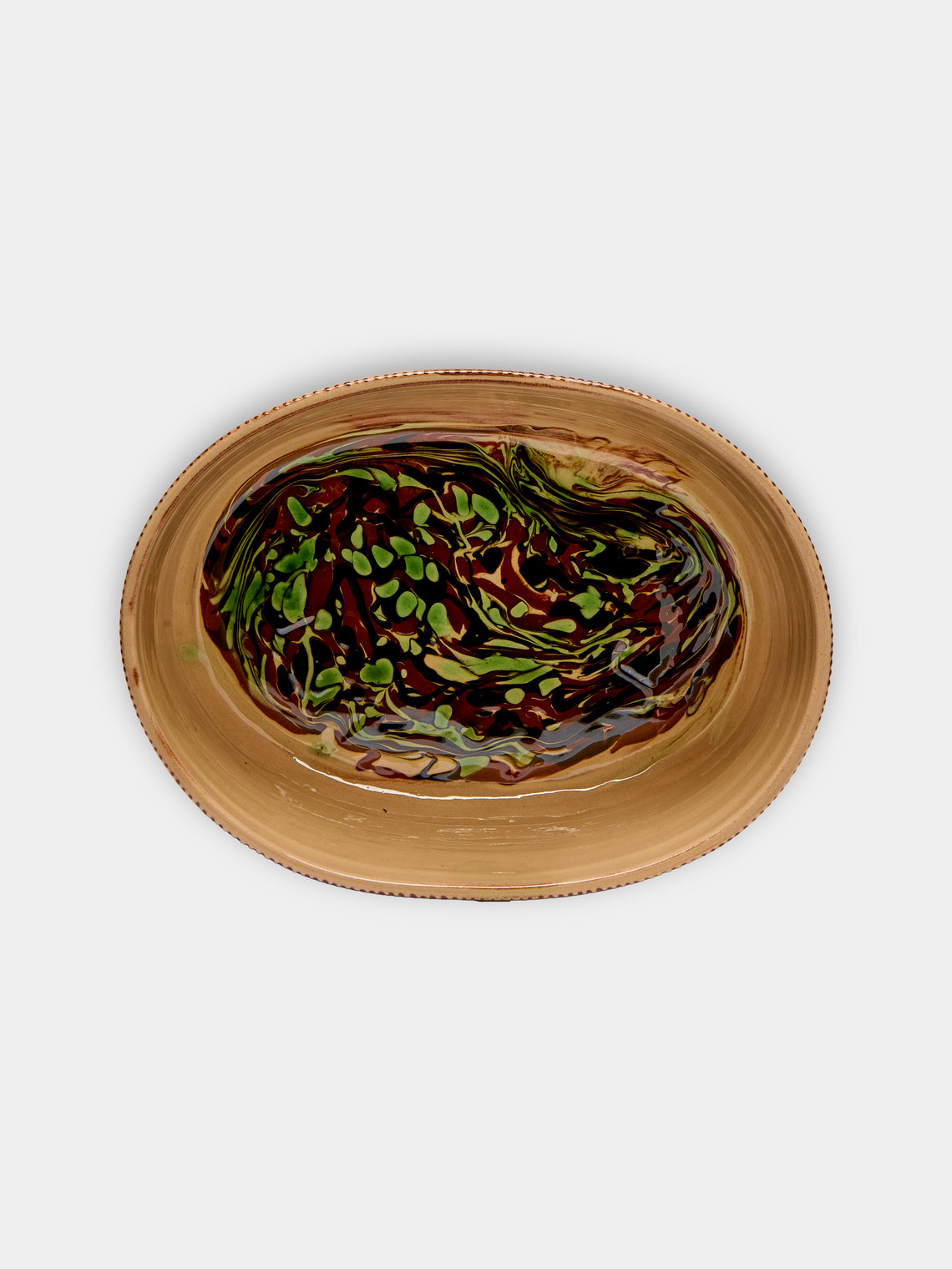 Poterie d’Évires - Hearts Hand-Painted Ceramic Oval Serving Dish -  - ABASK