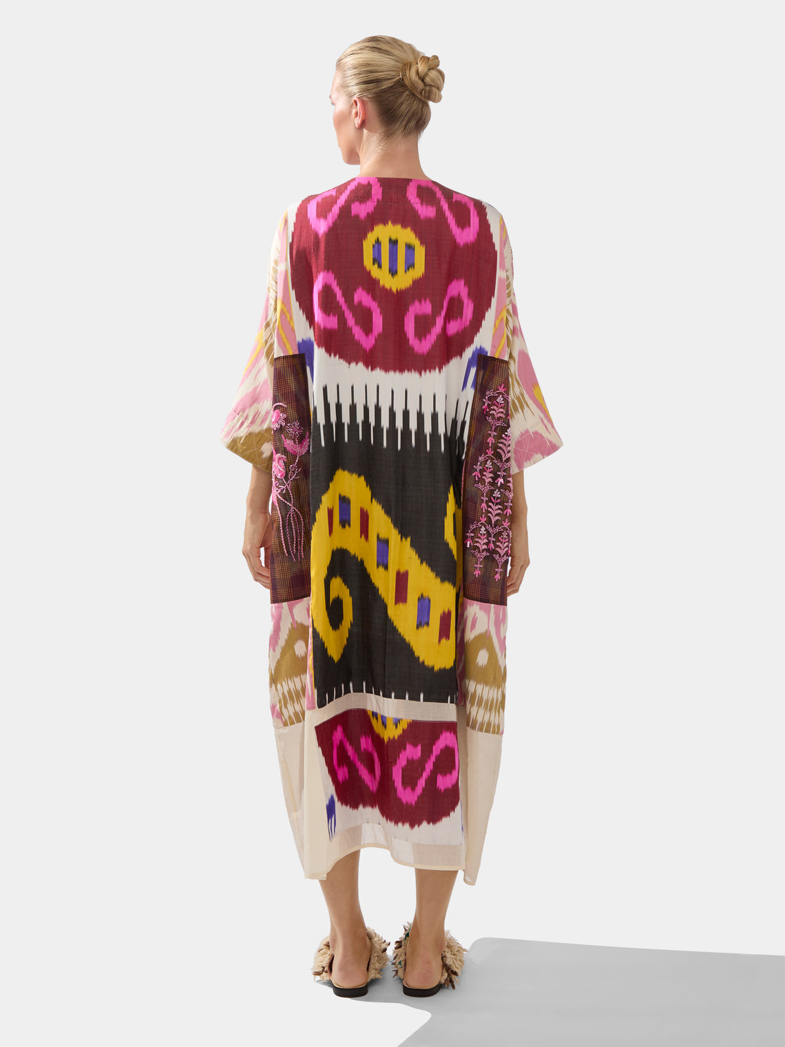 Nazzy Beglari - Hand-Loomed Ikat Silk and Cotton Kaftan Dress  | One Size -  - ABASK