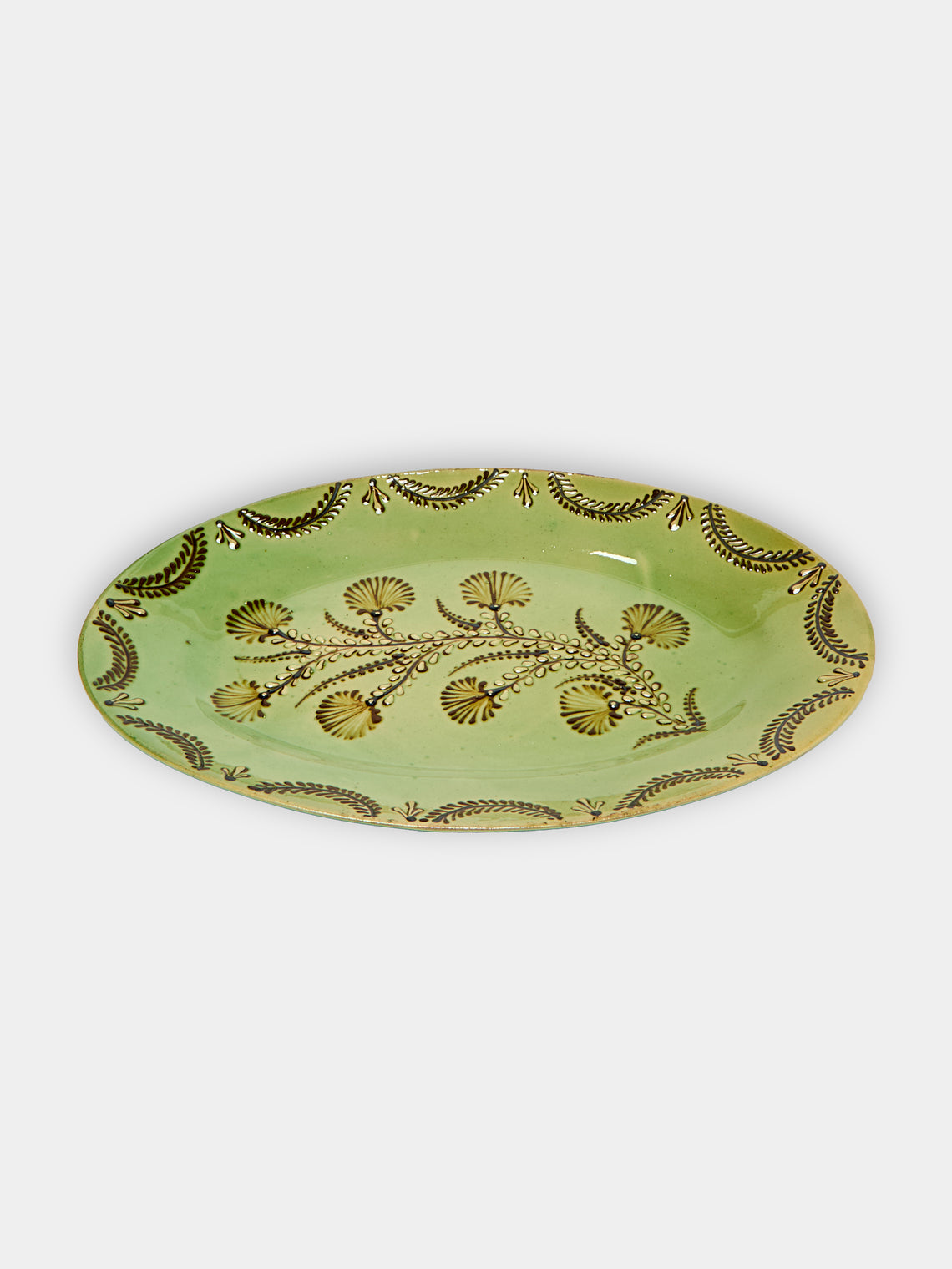 Poterie d’Évires - Flowers Hand-Painted Ceramic Oval Platter -  - ABASK - 