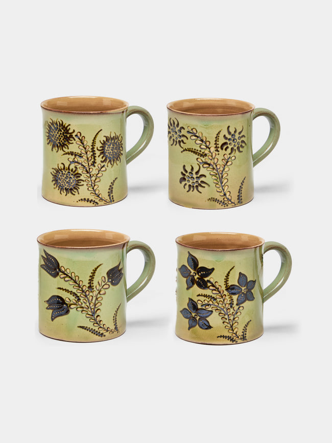 Poterie d’Évires - Flowers Hand-Painted Ceramic Mugs (Set of 4) -  - ABASK - 