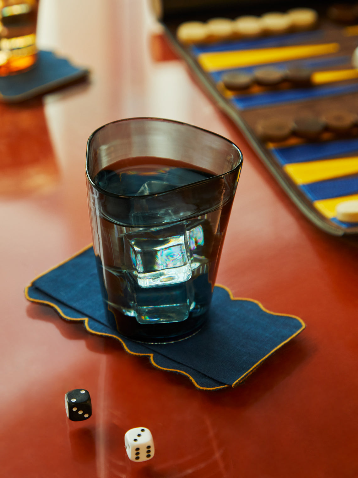 Los Encajeros - Valver Embroidered Linen Cocktail Napkins (Set of 6) - Blue - ABASK