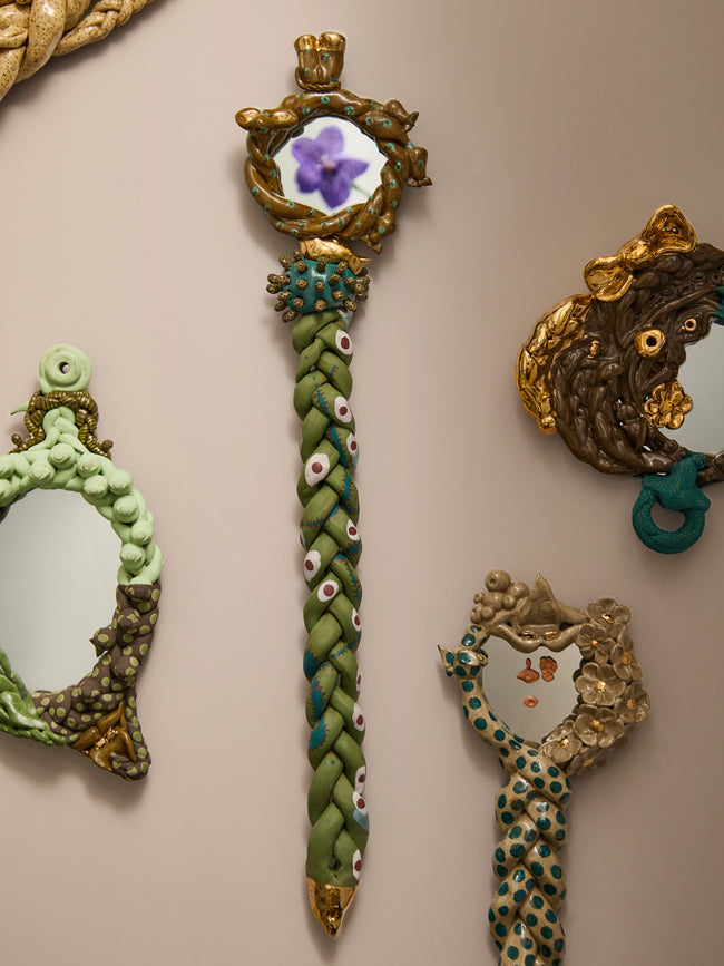 Darcy Miro - Evie Ceramic, Resin and Brass Hand Mirror -  - ABASK