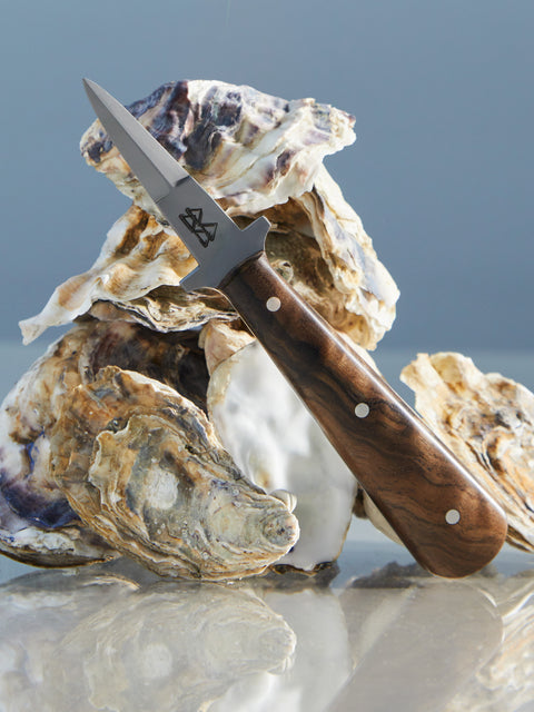Silver Hand-Forged Turkish Walnut Oyster Knife by Bodman Blades