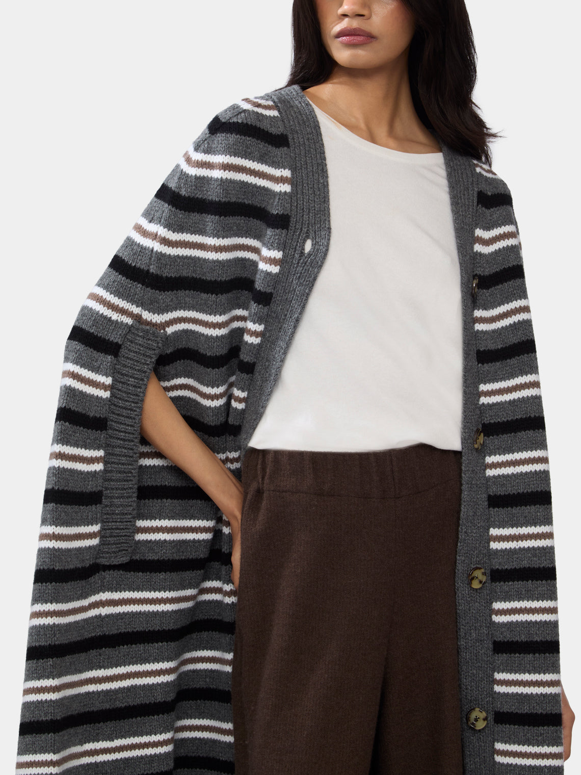 Lambswool Striped Cape | One Size