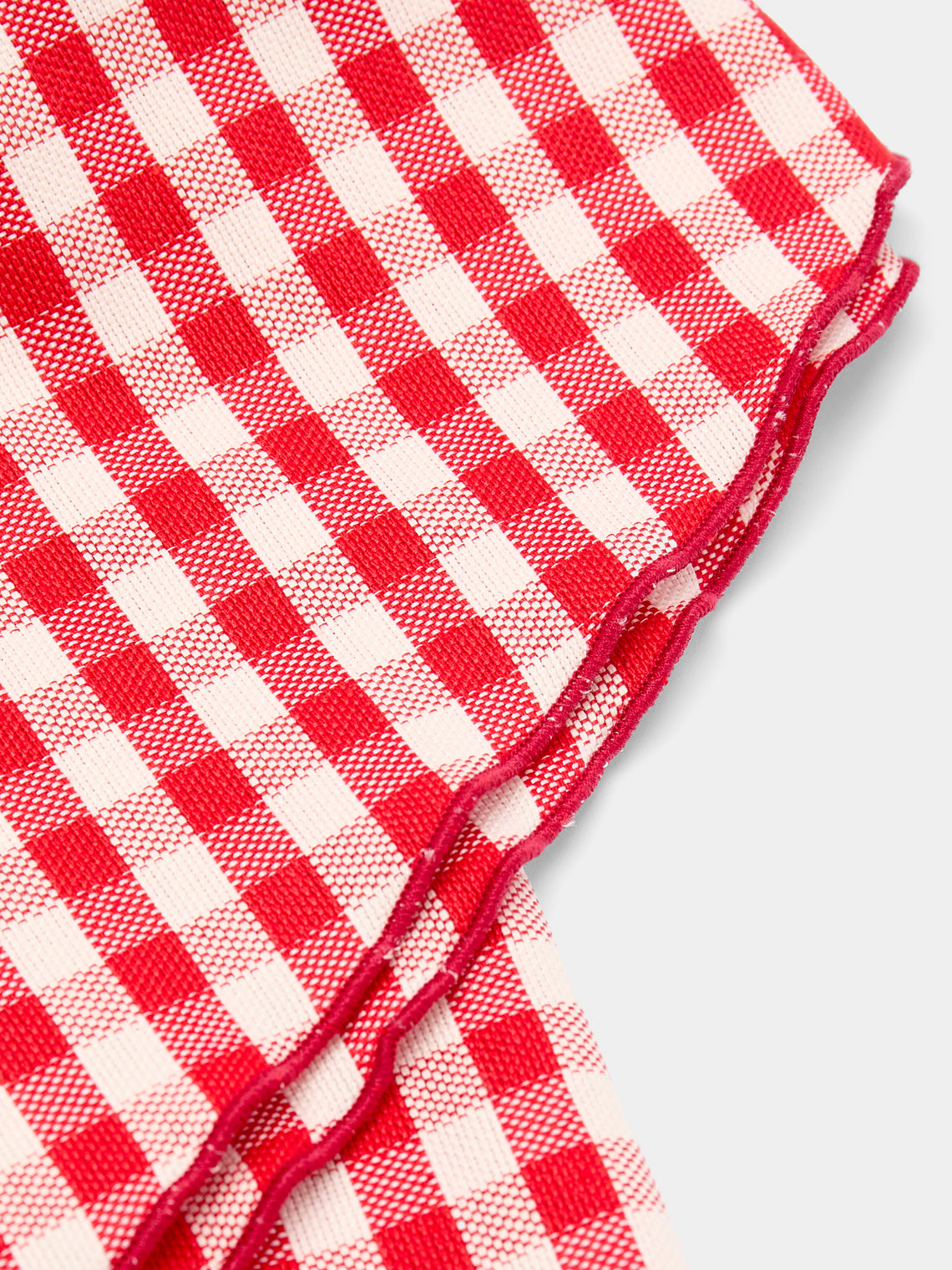 Borgo delle Tovaglie - Filo Rosso Sara Check Linen Round Tablecloth -  - ABASK