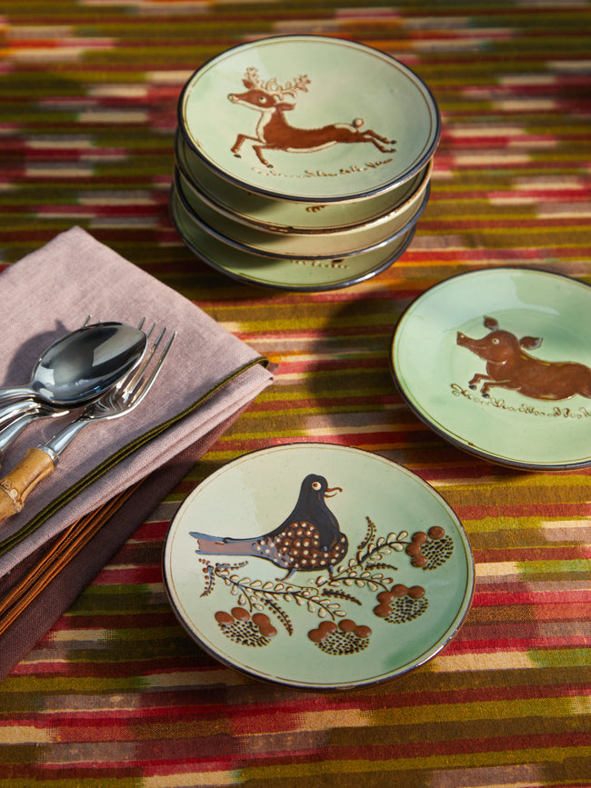 Poterie d’Évires - Animals Hand-Painted Ceramic Dessert Plates (Set of 4) -  - ABASK