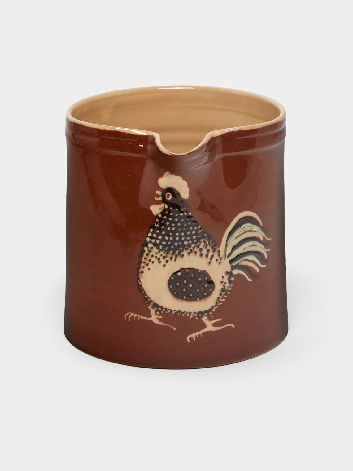 Poterie d’Évires - Chickens Hand-Painted Ceramic Straight-Edge Jug -  - ABASK