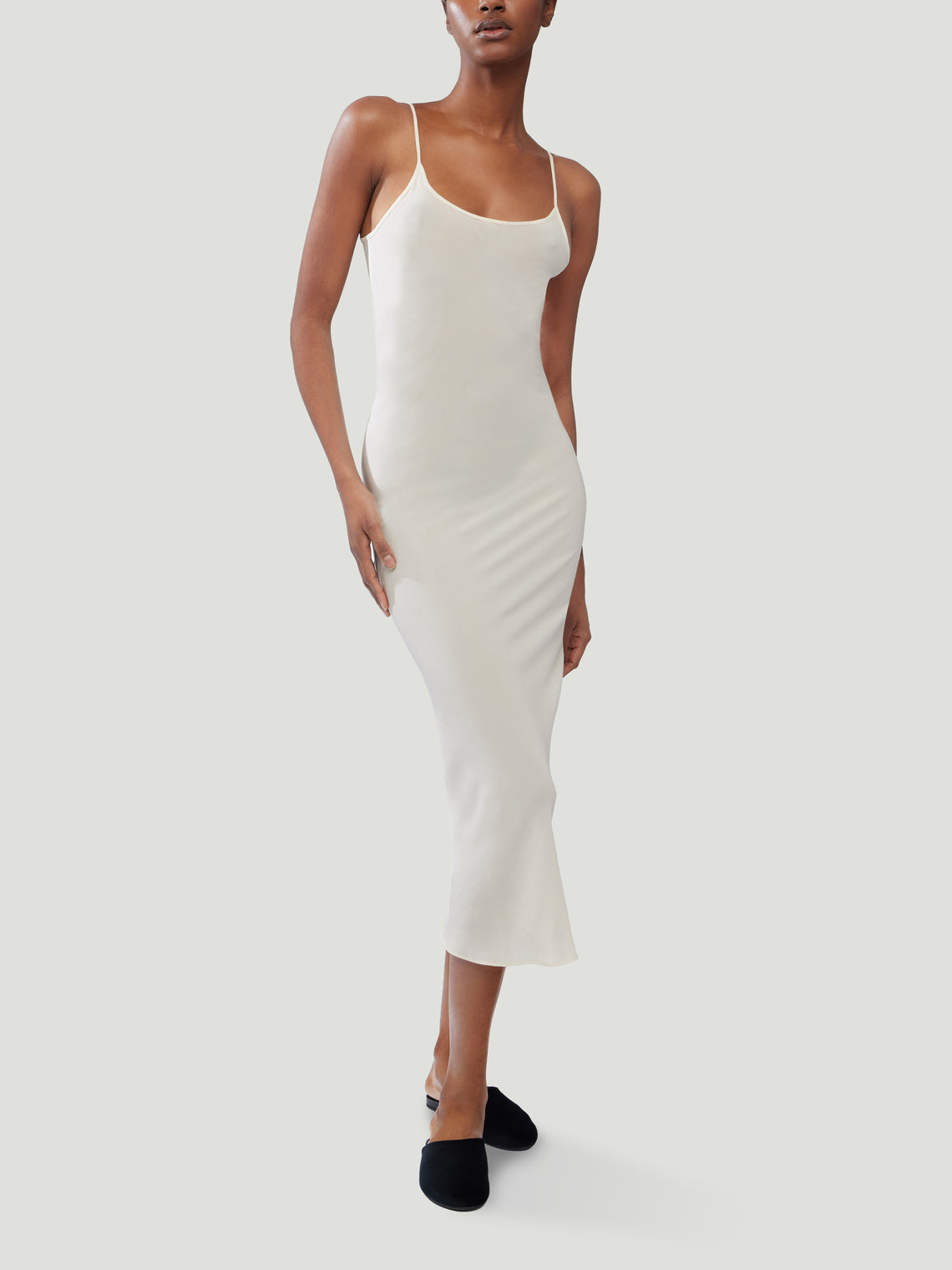 Ryan Roche - Silk Slip Dress - Ivory - ABASK