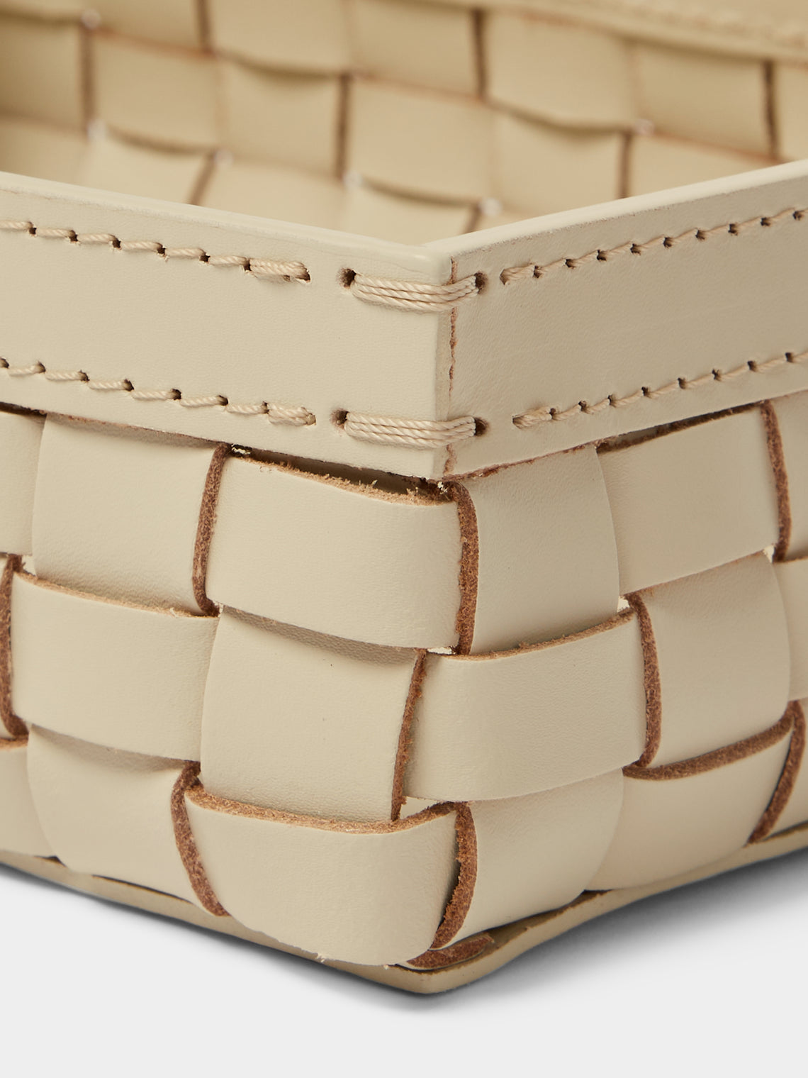 Riviere - Barcelona Water-Resistant Leather Low Basket - Ivory - ABASK