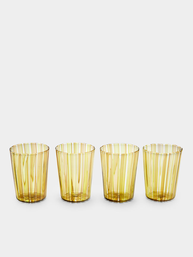 Mori Glass - Hand-Blown Glass Striped Tumblers (Set of 4) -  - ABASK