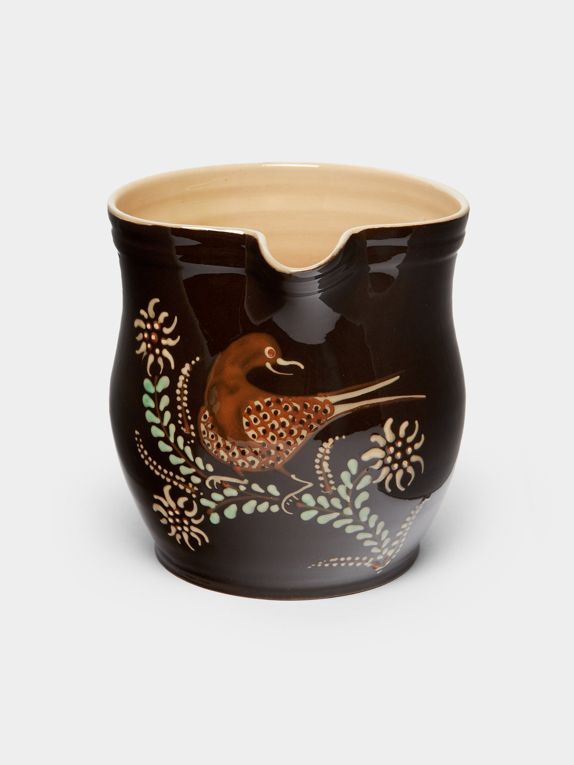 Poterie d’Évires - Birds Hand-Painted Ceramic Rounded Jug -  - ABASK