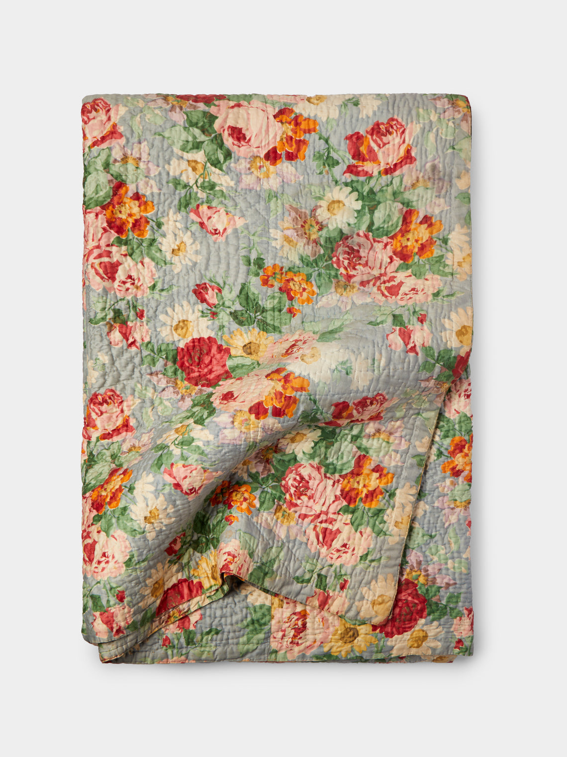 Antique and Vintage - 1910s Floral Welsh Wholecloth Quilt -  - ABASK - 