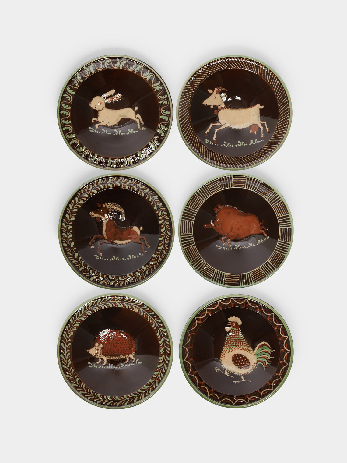 Poterie d’Évires - Animals Hand-Painted Ceramic Breakfast Bowls (Set of 6) -  - ABASK - 