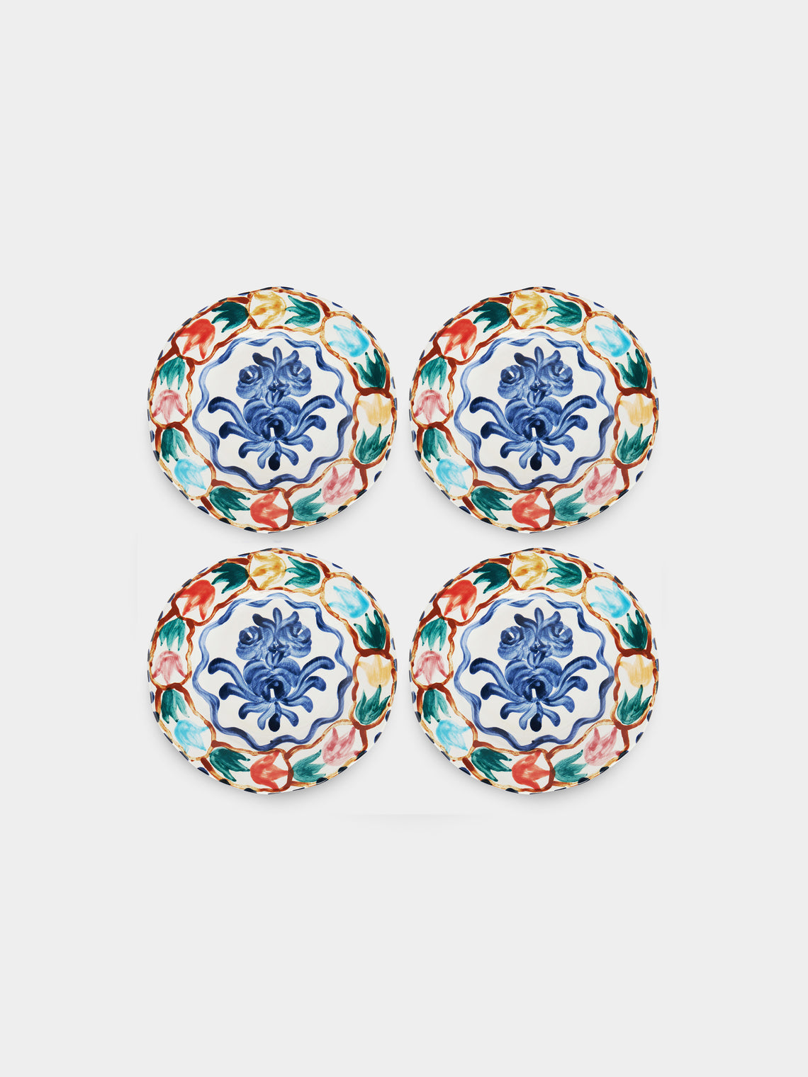 Zsuzsanna Nyul - Hand-Painted Ceramic Dessert Plates (Set of 4) -  - ABASK