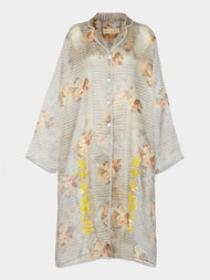 Nazzy Beglari - Organza Embroidered Silk Robe -  - ABASK - 