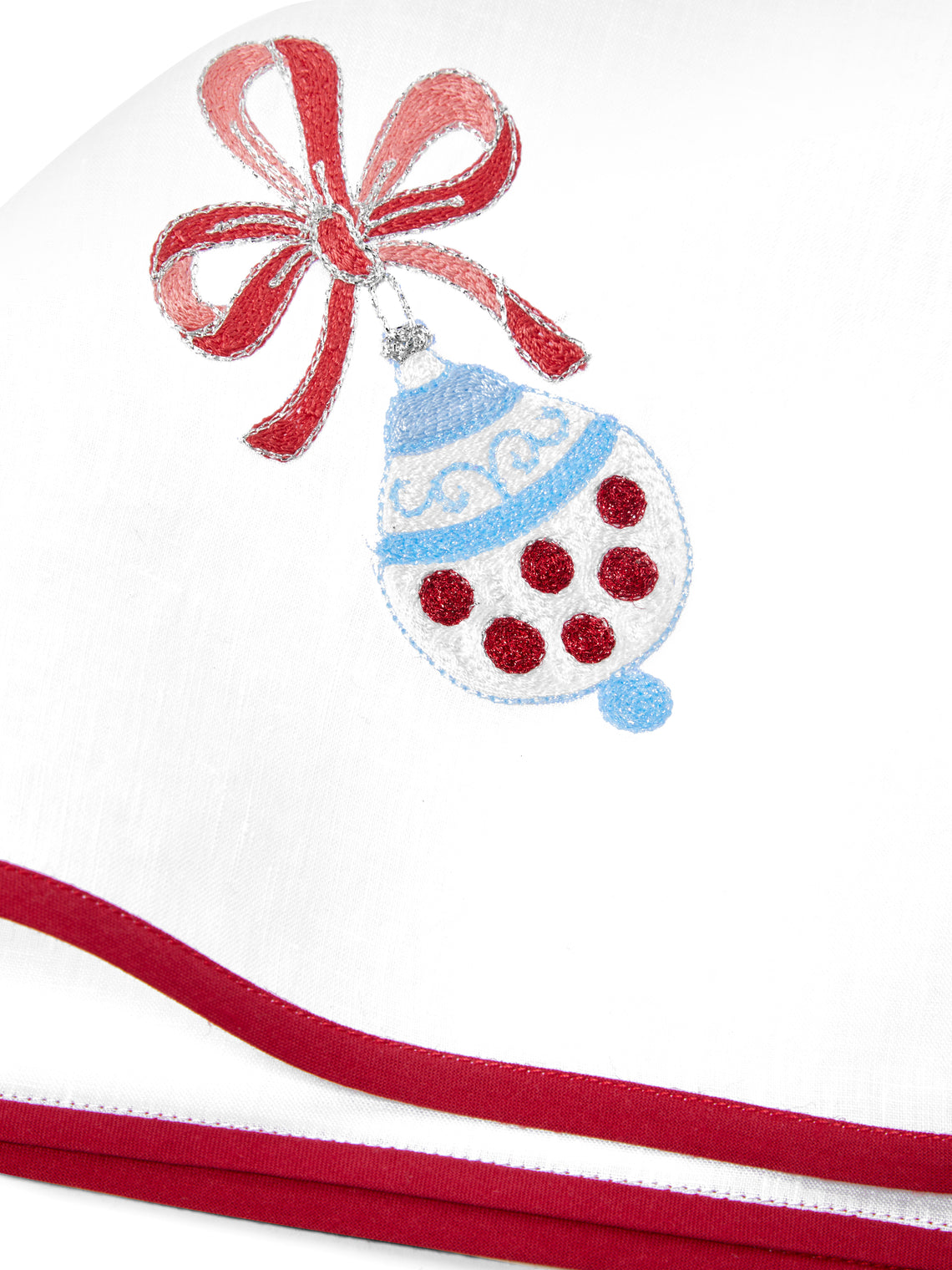 Loretta Caponi - Christmas Hand-Embroidered Linen Napkins (Set of 6) -  - ABASK