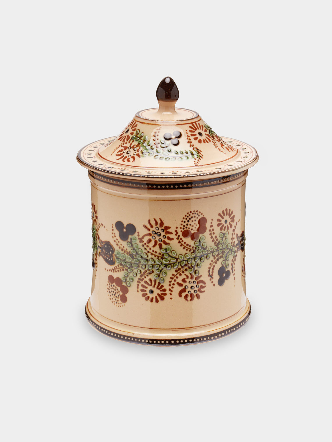 Poterie d’Évires - Flowers Hand-Painted Ceramic Medium Lidded Pot -  - ABASK - 