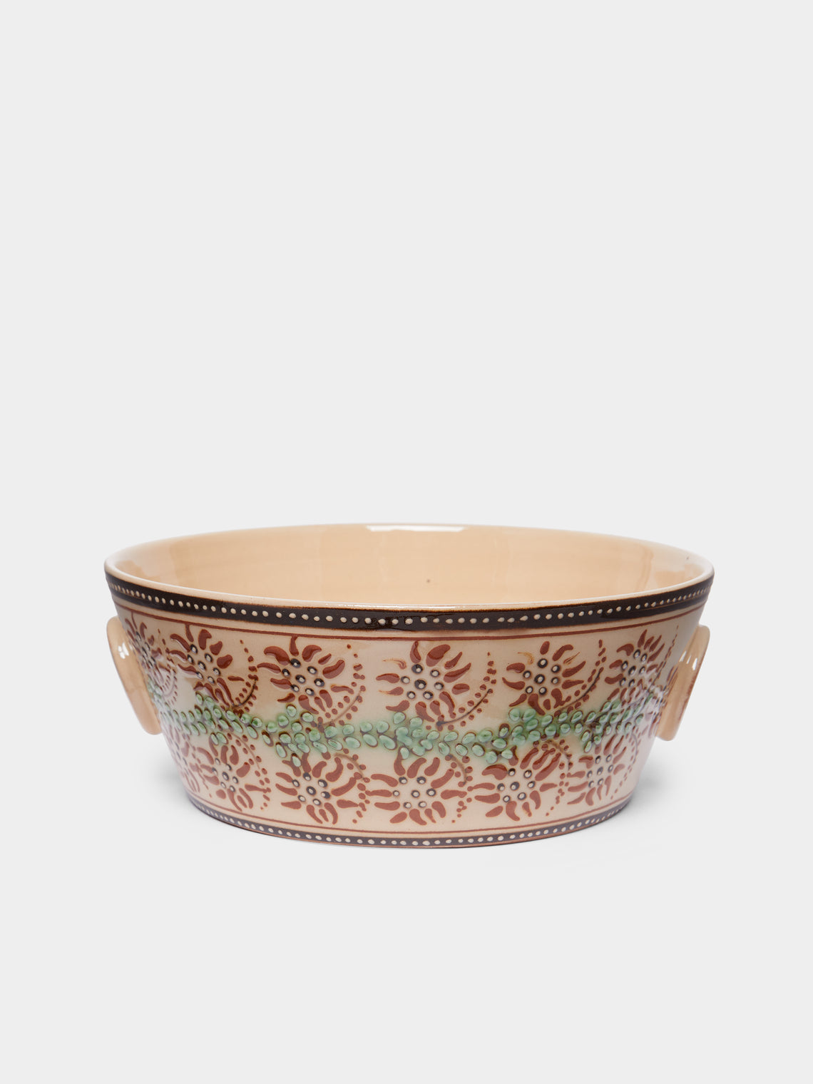 Poterie d’Évires - Flowers Hand-Painted Ceramic Handled Serving Bowl -  - ABASK - 