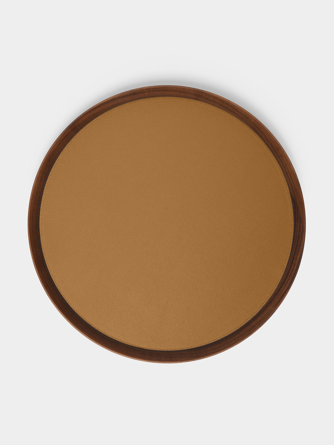Giobagnara x Poltrona Frau - Walnut Medium Round Tray with Leather Inlay -  - ABASK - 