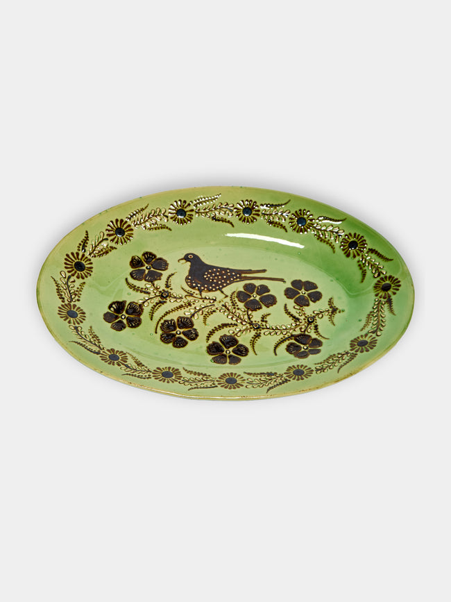 Poterie d’Évires - Birds Hand-Painted Ceramic Oval Platter -  - ABASK - 