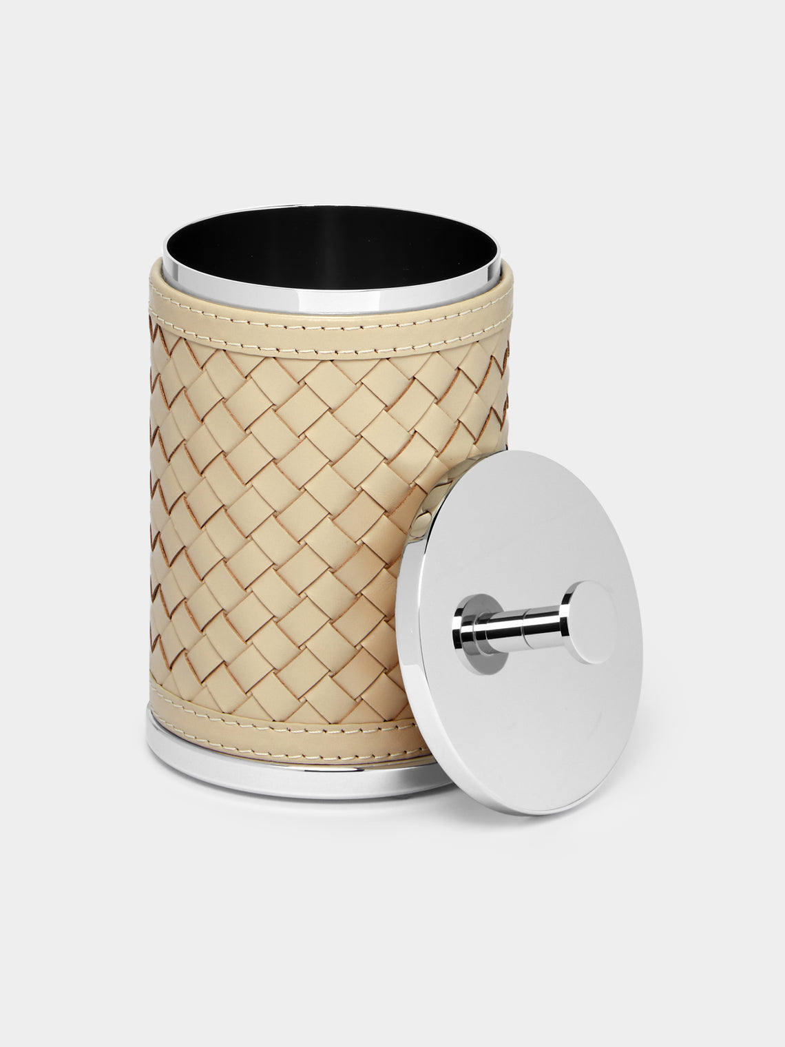 Riviere - Woven Leather Lidded Box - Cream - ABASK