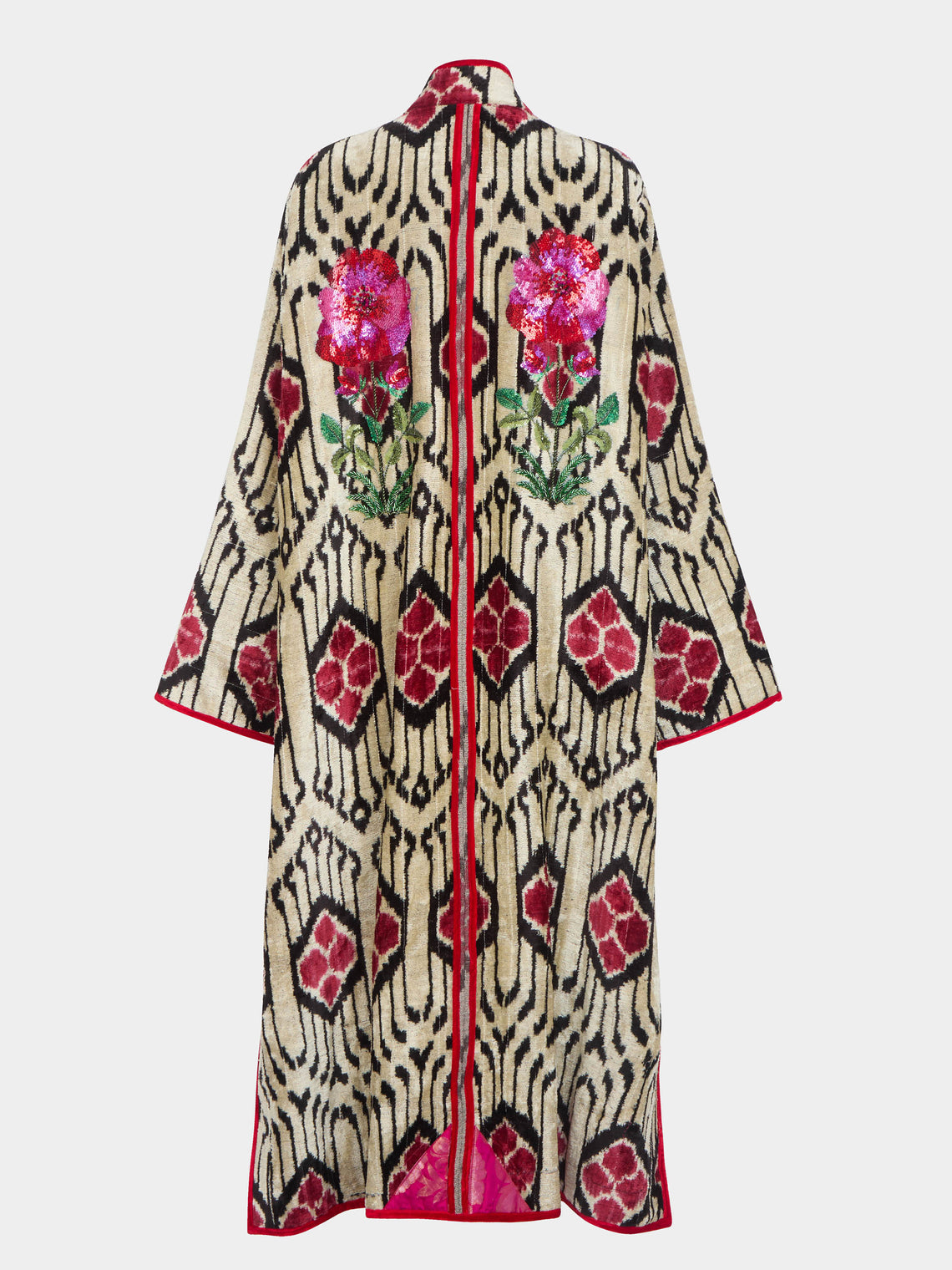 Nazzy Beglari - Hand-Loomed Ikat Velvet Reversible Robe  | One Size -  - ABASK