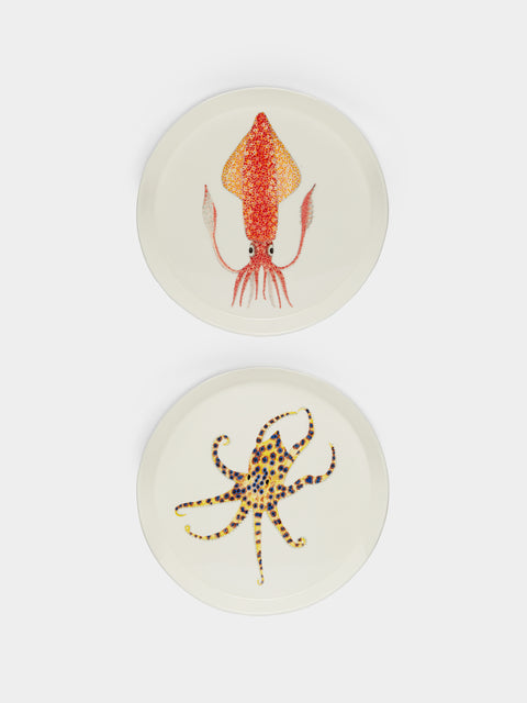 Casa Adams - Mollusc Hand-Painted Porcelain Dinner Plates (Set of 2) -  - ABASK - 