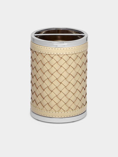 Riviere - Woven Leather Toothbrush Holder - Cream - ABASK - 