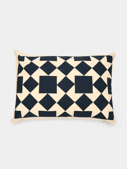 Kate Owen - Blue Star Patchwork Cotton Cushion -  - ABASK - [thumbnail]