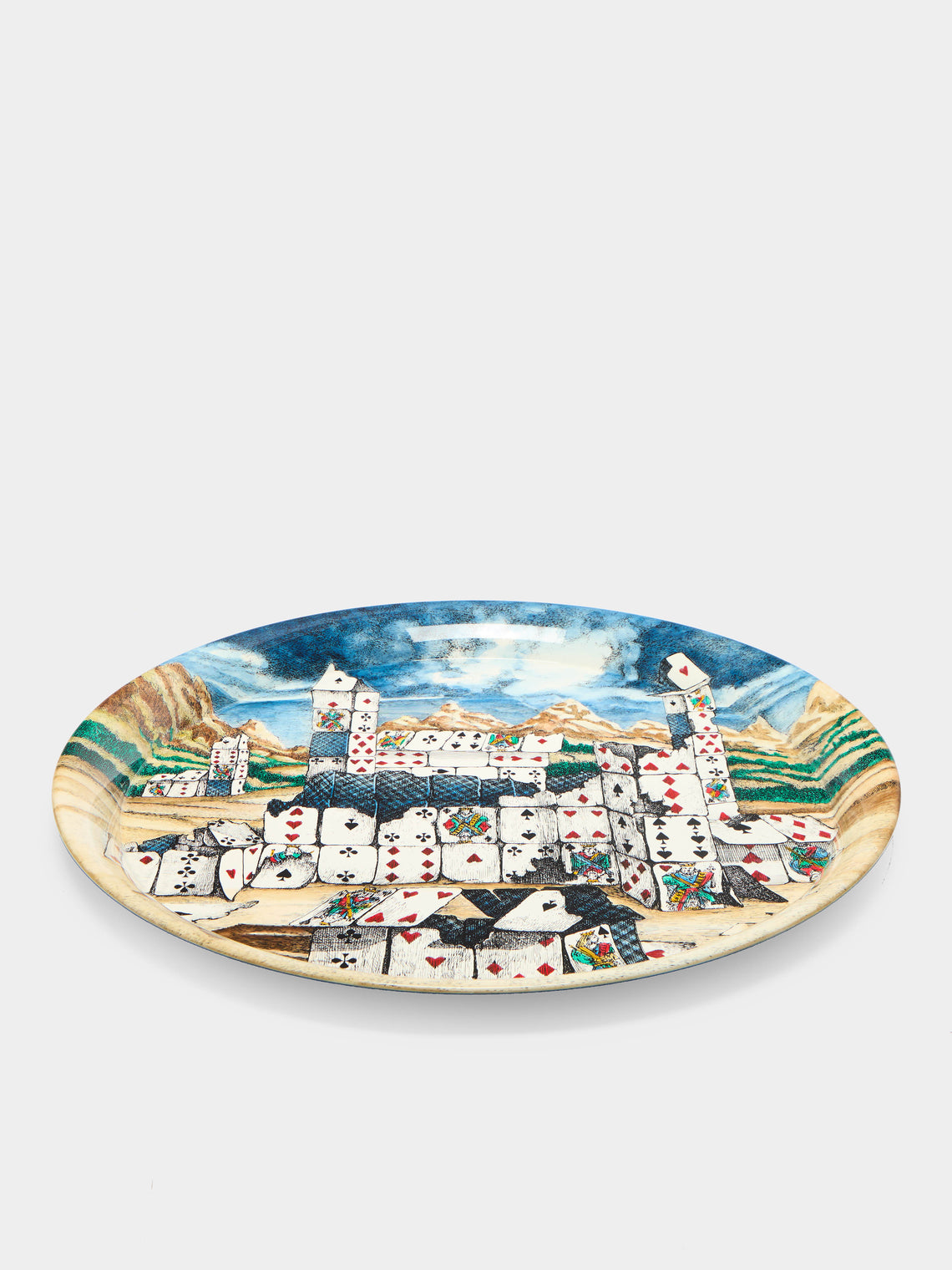 Fornasetti - Città di Carte Hand-Painted Wood Tray -  - ABASK