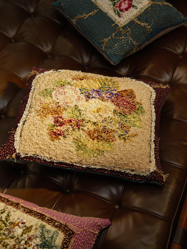 By Walid - 19th-Century Needlepoint Wool Cushion -  - ABASK