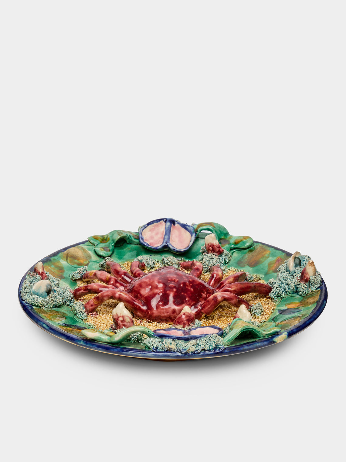 Antique and Vintage - 1980s Majolica Crab Plate -  - ABASK