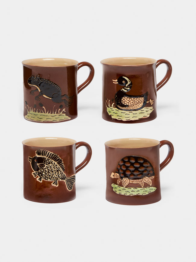 Poterie d’Évires - Animals Hand-Painted Ceramic Mugs (Set of 4) -  - ABASK - 