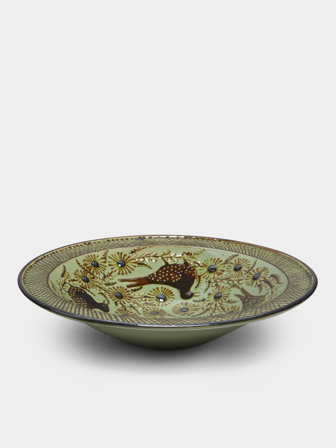 Poterie d’Évires - Birds Hand-Painted Ceramic Large Serving Bowl -  - ABASK - 