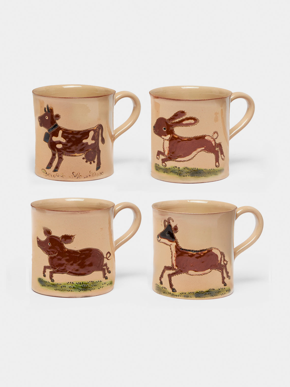 Poterie d’Évires - Animals Hand-Painted Ceramic Mugs (Set of 4) -  - ABASK - 