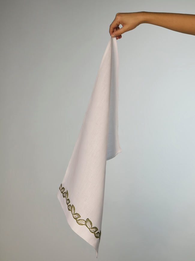 Los Encajeros - Petalos Embroidered Cotton Guest Towels (Set of 4) -  - ABASK